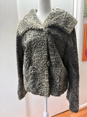 Feminine Shearling Teddy Jacket - Gray Ombre